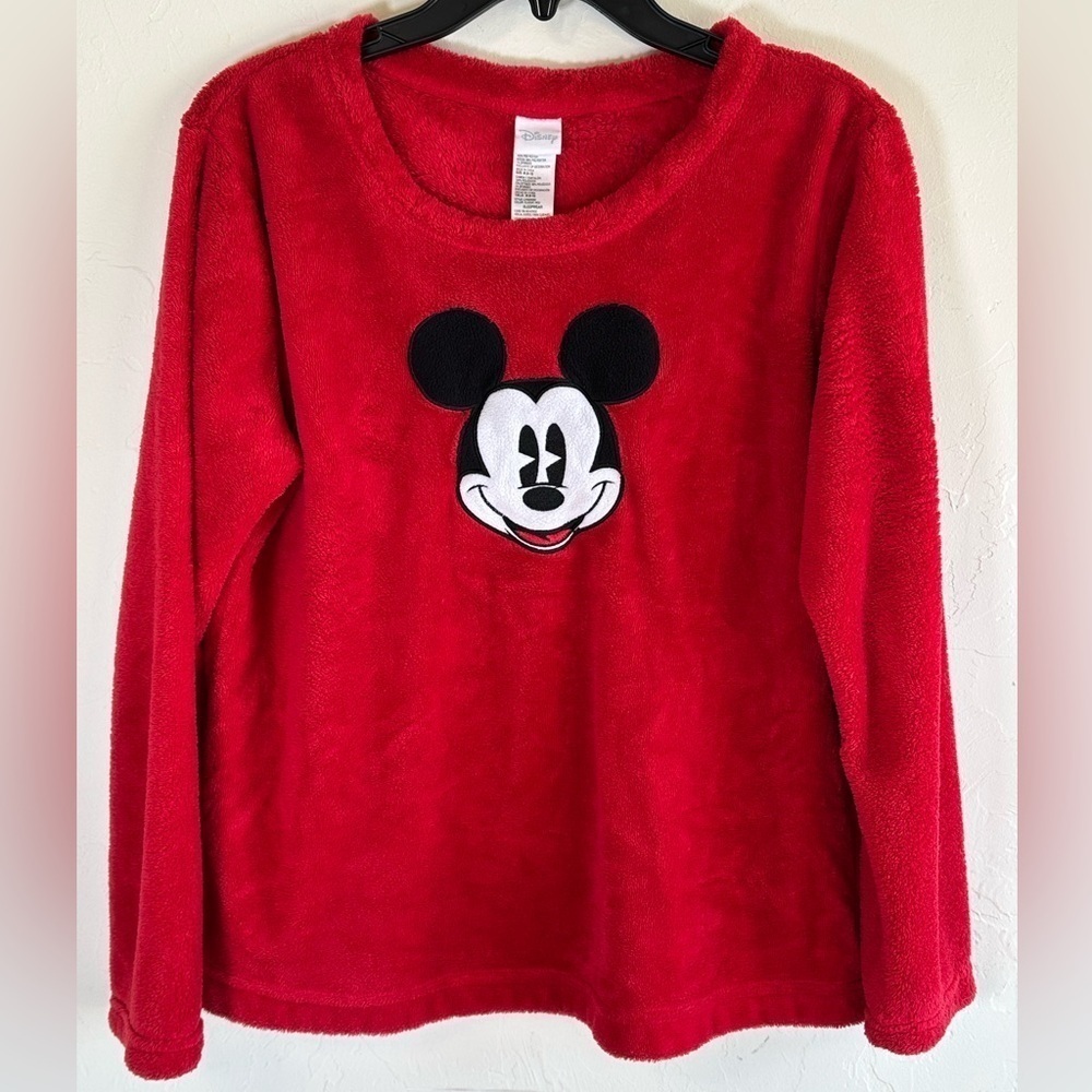 Disney Red Mickey Mouse Fleece Sleepwear Top Sz M